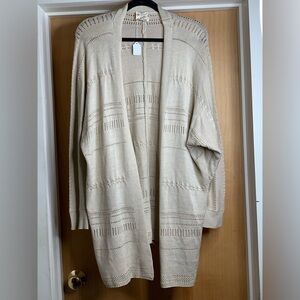 Hippie Rose Beige Open Duster Cardigan - size L/XL